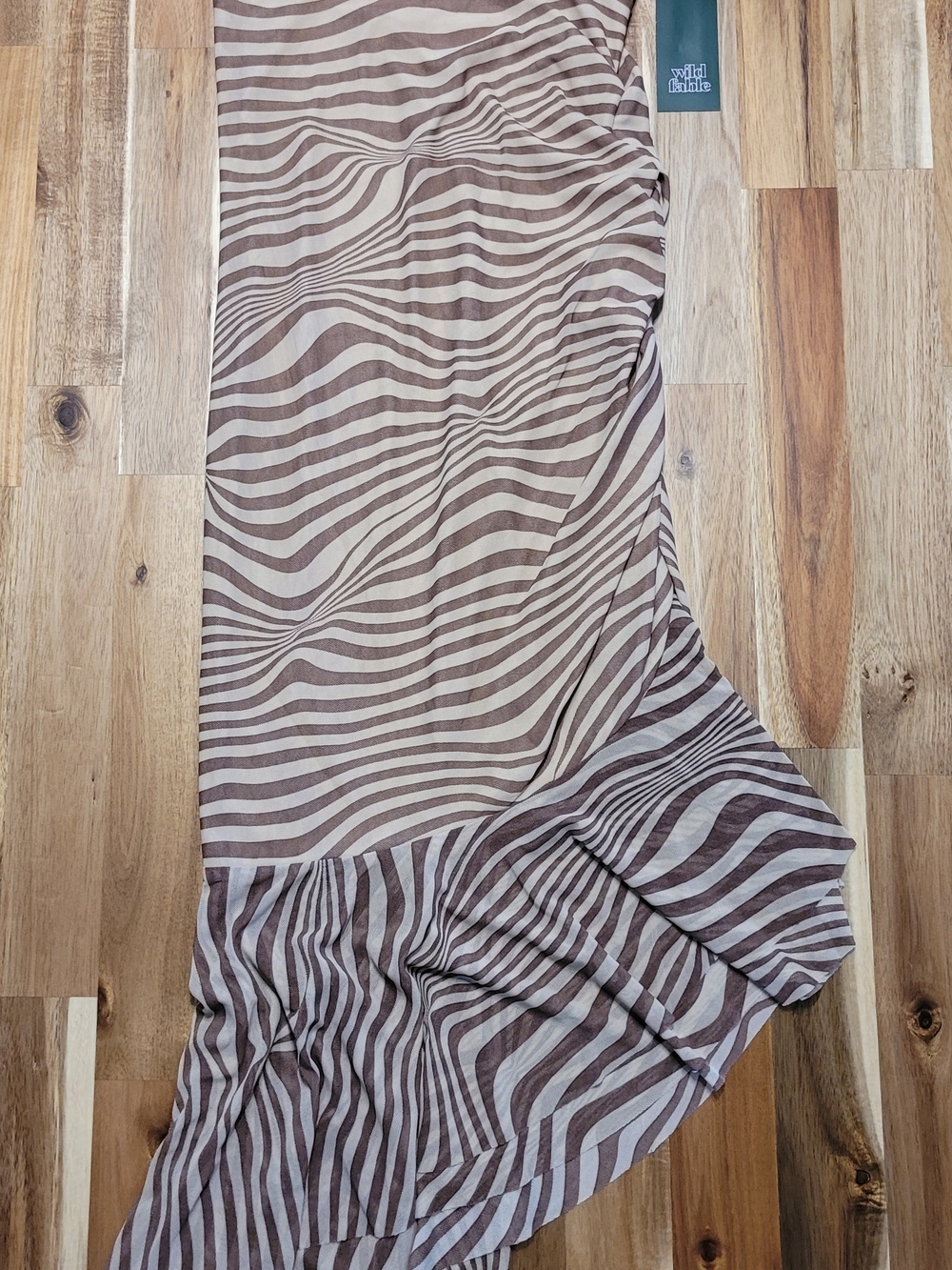 wild fable Taupe and Brown Zebra-Print Maxi Skirt